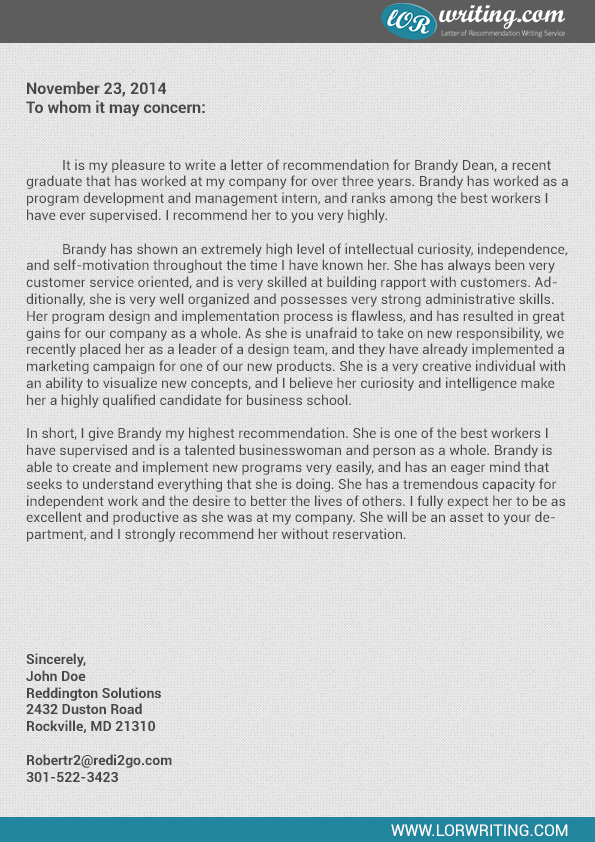business school recommendation letter sample letters of recommendation ...