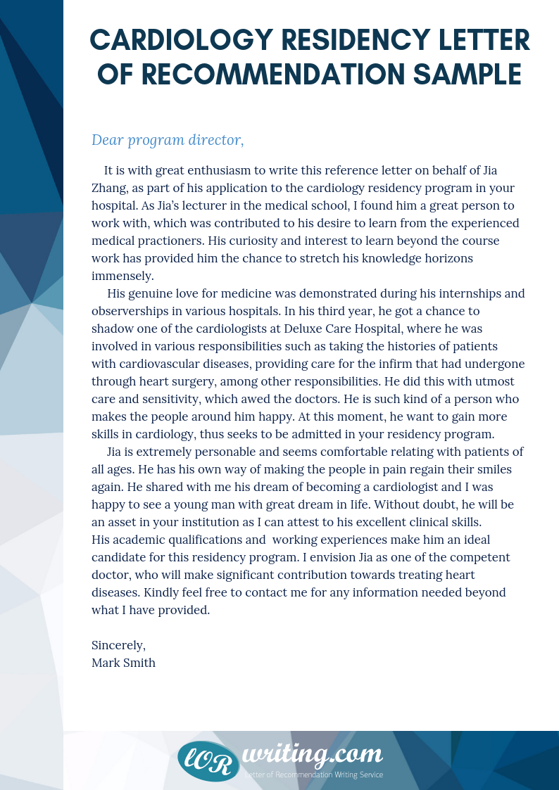 Cardiology Residency Letter Of Recommendation Writing Help residency-letter-of-recommendation-draft-cover-letters-riset