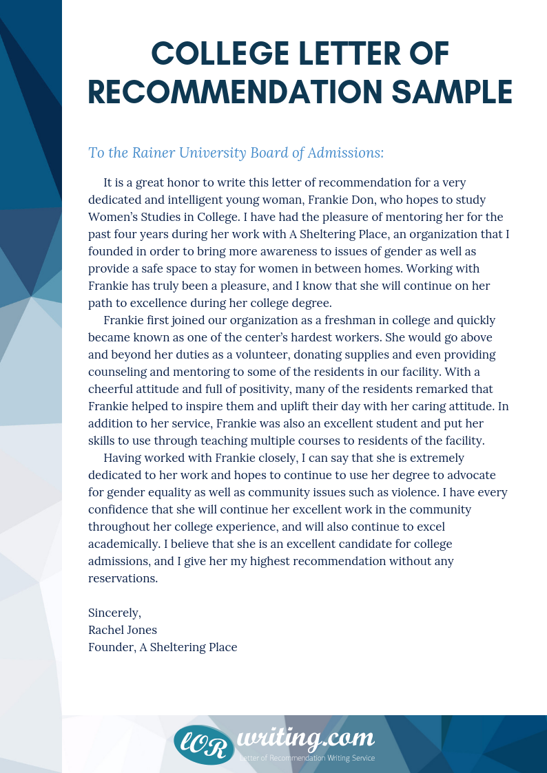 College Letters Of Recommendation Template from www.lorwriting.com