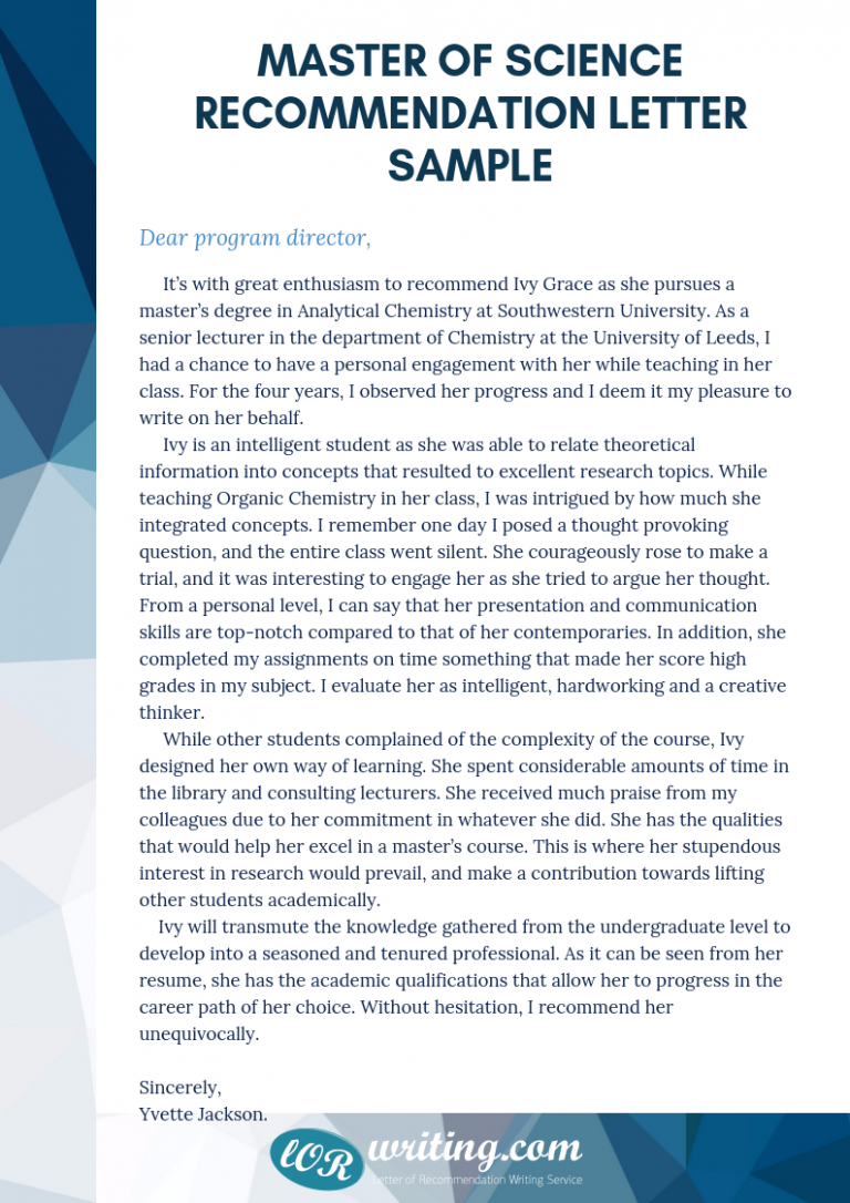 Letter Of Recommendation For MSc Program MSc LoR Sample letter-of-recommendation-for-msc-program-msc-lor-sample