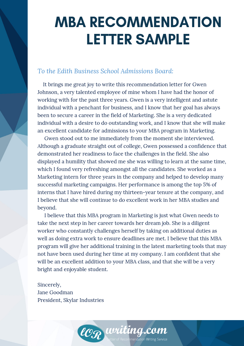 Letter Of Recommendation Mba from www.lorwriting.com